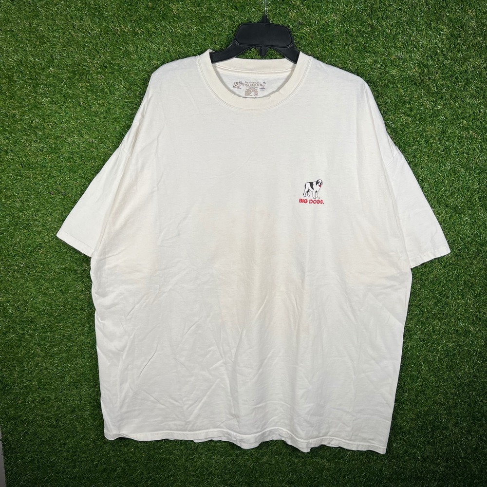 Big Dogs I Am The Big Dog Graphic T-Shirt Mens 3X White Distressed 90s Vintage